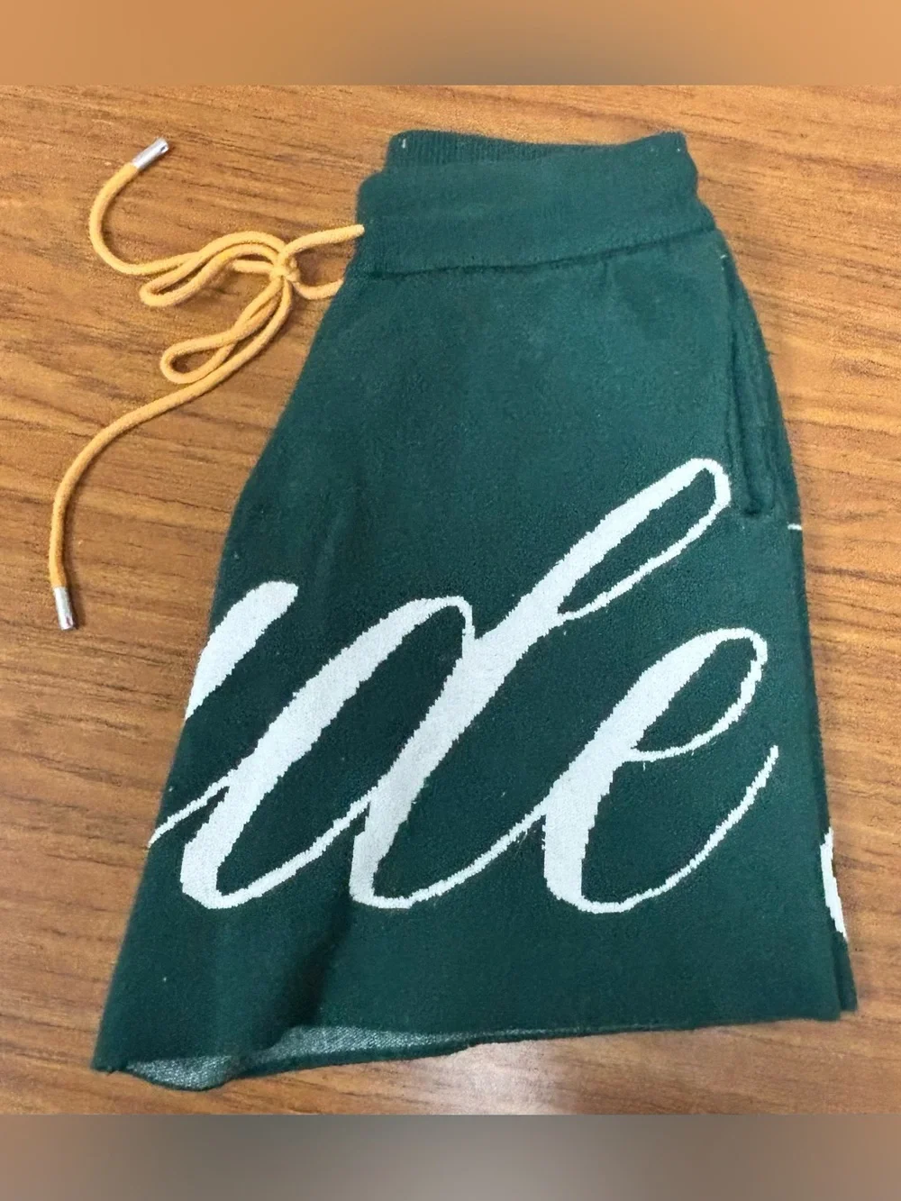 RARE - Rhude Knit Shorts w/ Script Logo 'Green/White' - Size Men's Medium